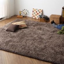 [190×190] 一年中快適な素材感 “もっと”ふかふかマイクロファイバーの贅沢シャギーラグ モカブラウン