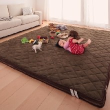 [190×190] 質感の違う2種類から選ぶ スーパーふかふかラグ 洗い替えカバー タオル地 ブラウン