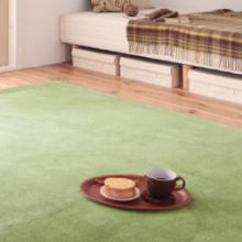 [190×190] 20mm厚のウレタンがごろ寝を至福の一時に変える マイクロファイバーラグ モスグリーン