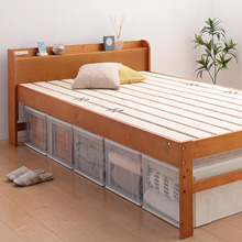 簡単便利に部屋干し 高さ調節付き天然木すのこベッド (セミダブル)