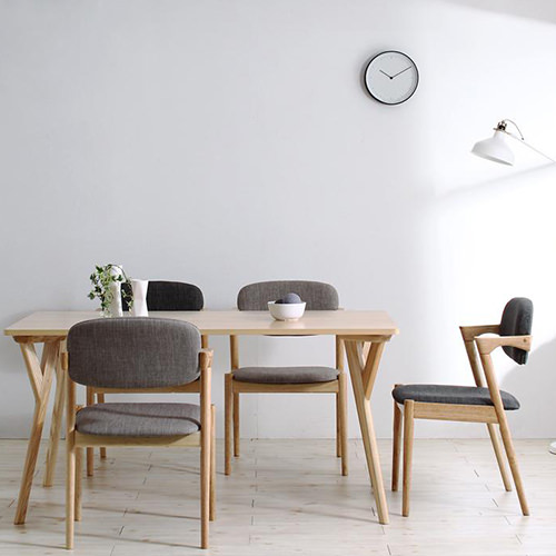 空間に映える 北欧ナチュラルモダンデザイン天然木ダイニング 5点