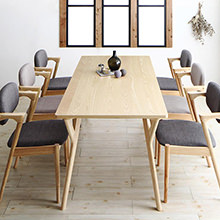 空間に映える 北欧ナチュラルモダンデザイン天然木ダイニング 5点