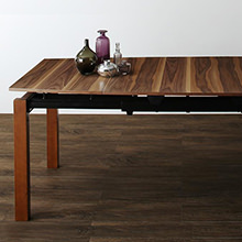 高級感漂う 北欧テイスト天然木ウォールナット材伸縮ダイニング テーブル