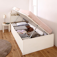 省スペースでお部屋広々 小さな部屋に合うショート丈収納ベッド (シングル)