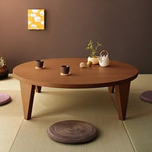 家族団欒 天然木ウォールナット材ワイドサイズちゃぶ台デザイン折りたたみテーブル