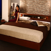 上質な広さ 高級ウォルナット材ワイドサイズ収納ベッド スリムタイプ (キング)