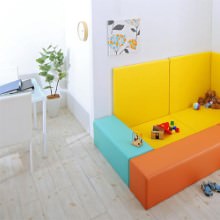 子供に安全安心のコーナー型キッズプレイマット 8点セット (壁面マットあり) ミックス