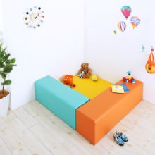 子供に安全安心のコーナー型キッズプレイマット 3点セット (壁面マットなし) オレンジ