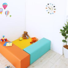 子供に安全安心のコーナー型キッズプレイマット 3点セット (壁面マットなし) ミックス