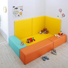[210×120] 信頼ある品質 子供に安全安心のコーナー型キッズプレイマット 5点セット 壁面マットなし ミックス