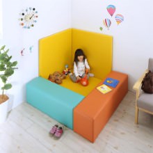 [125×125] 信頼ある品質 子供に安全安心のコーナー型キッズプレイマット 5点セット 壁面マットあり ミックス