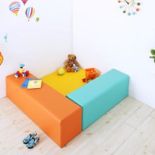 [150×150] 信頼ある品質 子供に安全安心のコーナー型キッズプレイマット 5点セット 壁面マットなし オレンジ