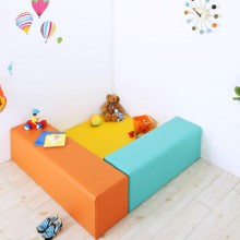 [150×150] 信頼ある品質 子供に安全安心のコーナー型キッズプレイマット 5点セット 壁面マットなし イエロー