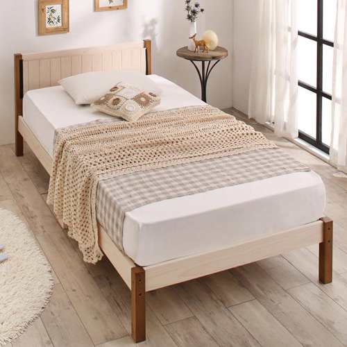 清潔感のある カントリー調天然木パイン材すのこベッド 1台タイプ (シングル)