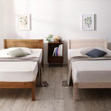 清潔感のある カントリー調天然木パイン材すのこベッド 2台タイプ (シングル)