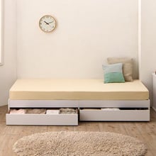 すっきりサイズの ショート丈コンパクト収納ベッド (シングル)