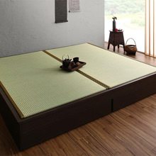日本の伝統 選べる畳の和モダンデザイン畳引出収納付ベッド (ダブル)