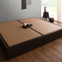 日本の伝統 選べる畳の和モダンデザイン畳引出収納付ベッド (クイーン)