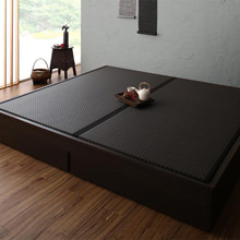 日本の伝統 選べる畳の和モダンデザイン畳引出収納付ベッド (キング)