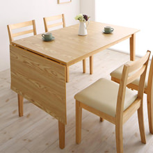 アレンジ自在 収納ワゴン付コンパクト伸縮式北欧デザインダイニング 3