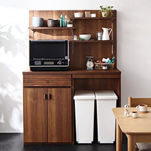 カフェ風にもできる 日本製完成品ごみ箱収納スペース付きキッチンカウンター