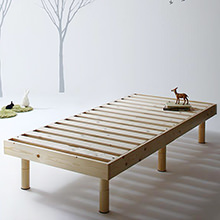 高さ調節可能 コンパクト天然木ショート丈すのこベッド (セミシングル)