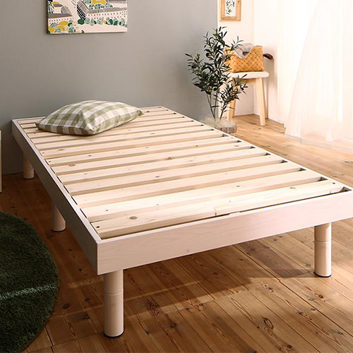 高さ調節可能 コンパクト天然木ショート丈すのこベッド (シングル)