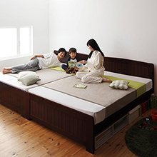 狭くても大丈夫 高さ調節ができる天然木すのこベッド (2台セット)