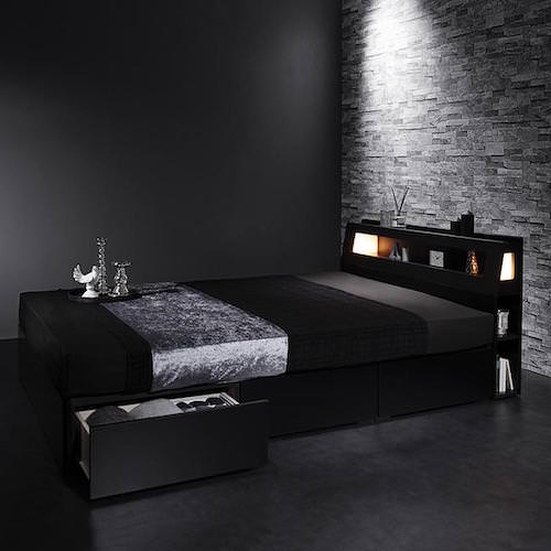 家具 ベッド ダブルベッド 黒