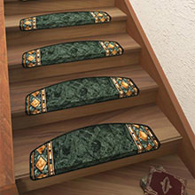 どんな階段にも合う クラシックデザイン半円形階段マット 14枚組 グリーン