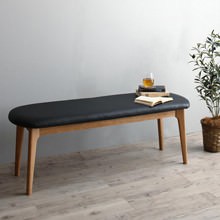 異素材の調和 天然木オーク無垢材モダンデザインダイニング ベンチ