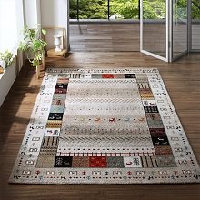 [133×190] お部屋を明るく彩る手織り風デザイン トルコ製ウィルトン織デザインラグ アイボリー