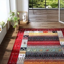 [160×230] お部屋を明るく彩る手織り風デザイン トルコ製ウィルトン織デザインラグ レッド