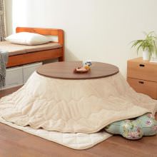 色々な部屋に馴染む こたつ+布団掛敷 3点セット (円形/ブラウン/アイボリー)