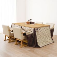 [搬入・設置無料] ダイニングこたつ6点セット 幅150cm (ナチュラル)