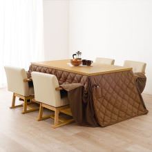 [搬入・設置無料] ダイニングこたつ6点セット 幅150cm (ナチュラル)