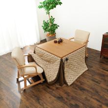 ダイニングこたつ4点セット ハイタイプ 幅90cm (ナチュラル)