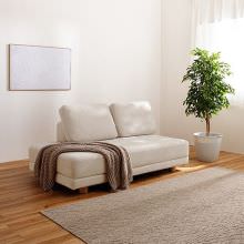 [搬入・設置無料] 広々フラット座面 ソファ 2人掛け (アイボリー)