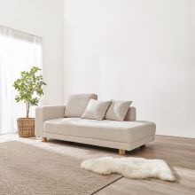 [搬入・設置無料] 広々フラット座面 ソファ 2.5人掛け (アイボリー)