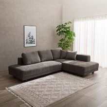 [搬入・設置無料] 広々フラット座面 コーナーソファセット (ダークグレー)