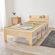 高さ調整可能で宮棚コンセント付き 畳シングルベッド (ナチュラル/キフネ)