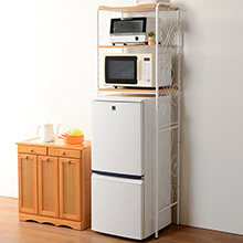 キッチンで使用する家電をしっかり収納できる 冷蔵庫ラック (ホワイト)