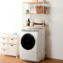 洗濯機の上のスペースをしっかり活用できる 洗濯機ラック (ホワイト)