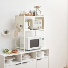 サイドの有孔ボードも便利な 伸縮レンジラック 2段タイプ (ホワイト)