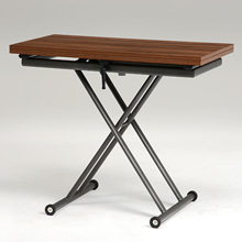 生活スタイルに合わせてテーブルも高さも調整できる 昇降テーブル (ブラウン)