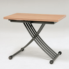 天板を2倍にして多彩な用途に合わせられる 昇降テーブル (ナチュラル)
