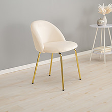 ベロアの質感が部屋を気品のある雰囲気にする チェア (アイボリー)
