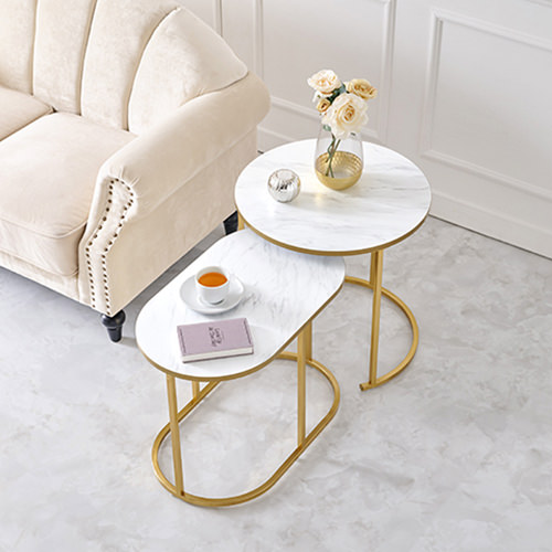 グジュアリー大理石テーブル - ゴールドフレーム 2層収納 グジュアリー大理石テーブル - ゴールドフレーム 2層収納 大理石