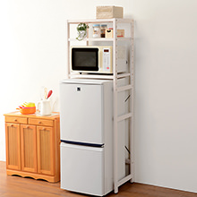小型の冷蔵庫の上のスペースを有効利用 冷蔵庫ラック (ホワイトウォッシュ)