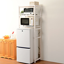 冷蔵庫を収納して キッチン周りを整理整頓 冷蔵庫ラック (ホワイトウォッシュ)